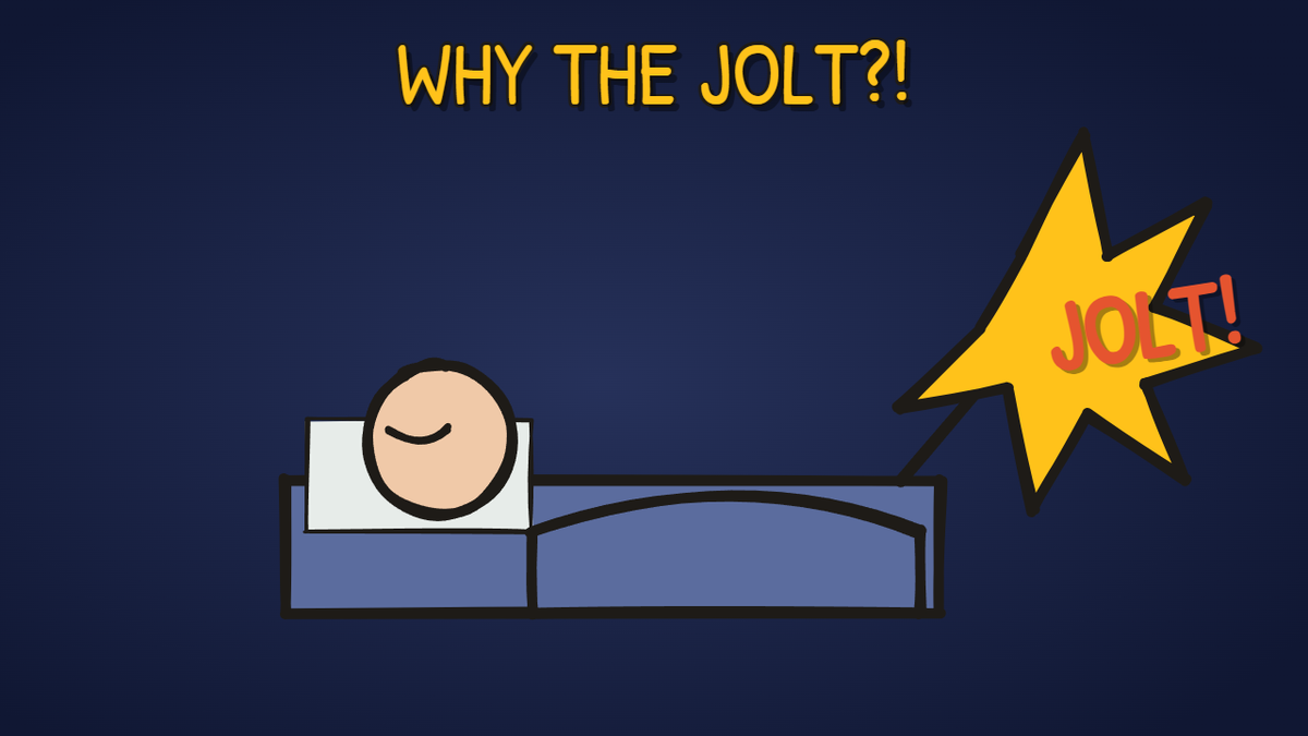 Munchrd illustration for: Why does your body jerk you awake as you fall asleep?